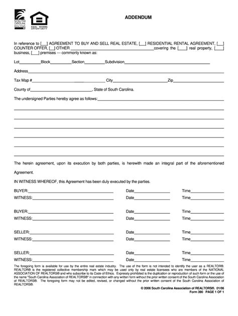 South Carolina Real Estate Contract Addendum 2006 Form 2020-2021 - Fill ...