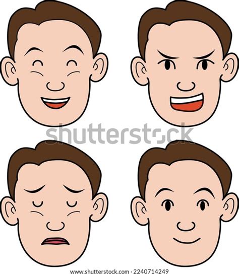 Four Facial Expressions Mens Emotions Stock Vector (Royalty Free ...