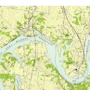 Old Hickory Lake 1957 Old Map Topo Nashville Cumberland River Custom ...