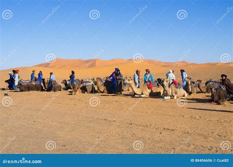 Caravan on the Desert, Morocco Editorial Photo - Image of orange, person: 88406606