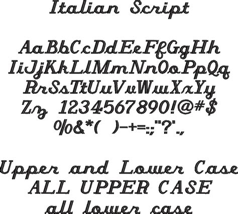 Italian Script Embroidery Font - Teamlogo.com | Custom Imprint and Embroidery