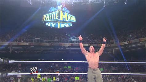 A look at the WrestleMania 29 WWE Championship Match between The Rock and John Cena: Raw, March ...