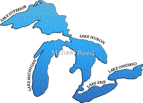 "Outline of the five Great Lakes with labels." Stickers by gorff | Redbubble