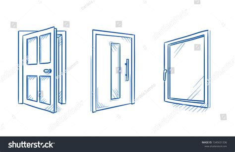 Set Front Door Room Door Window Stock Vector (Royalty Free) 1345631336 | Shutterstock