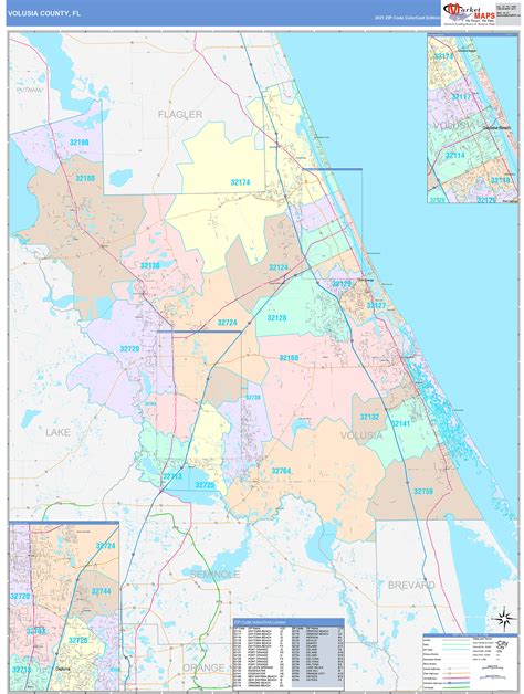 Volusia County, FL Wall Map Color Cast Style by MarketMAPS - MapSales