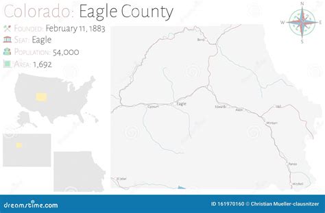 Map of Eagle County in Colorado Stock Vector - Illustration of state ...