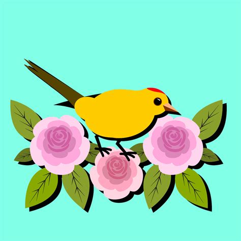 Bird and flowers | Public domain vectors