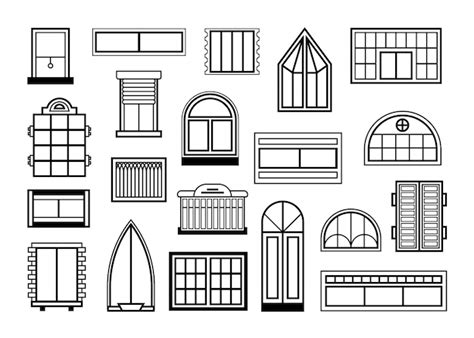 Free Vector | Windows and glass doors set