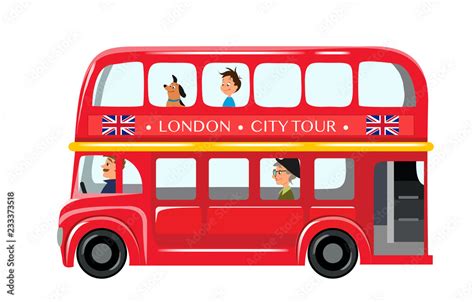 Vettoriale Stock Vector illustration isolated on white background. English red double-decker bus ...