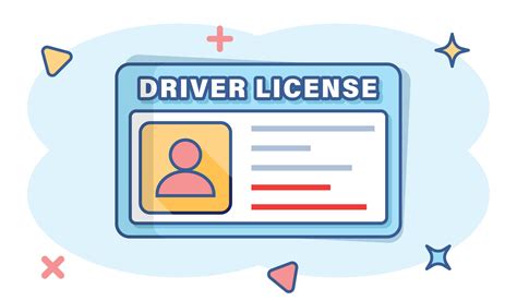 Driver license icon in comic style. Id card cartoon vector illustration ...