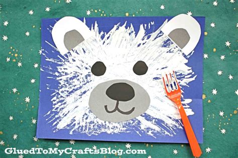 Fork Painted Polar Bear Craft | Polar bear craft, Winter animal crafts, Bear crafts