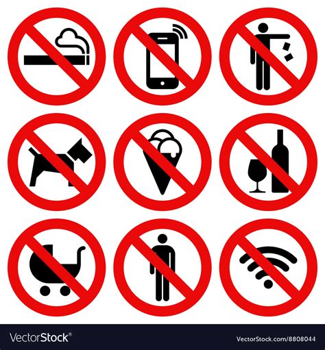 Prohibited signs Royalty Free Vector Image - VectorStock