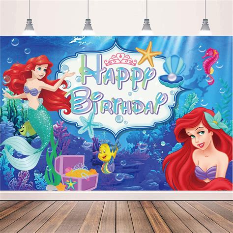 Buy Mermaid Happy Birthday Backdrop, Under The Sea Little Mermaid ...