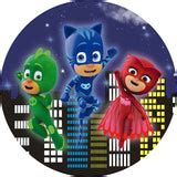 Buildings Hero Round Birthday Pj Masks Backdrop - Lofaris