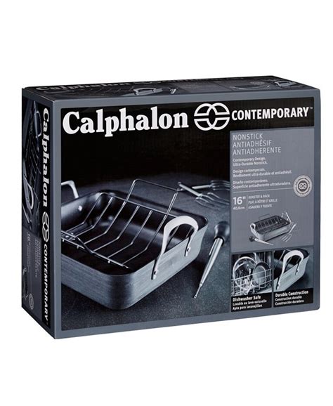 Calphalon Contemporary 16" Nonstick Roaster with Roasting Rack - Macy's