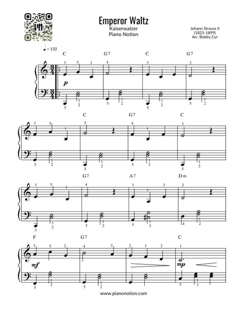 Emperor Waltz - Kaiser-Walzer (Piano Solo) Sheet Music | Piano Notion ...