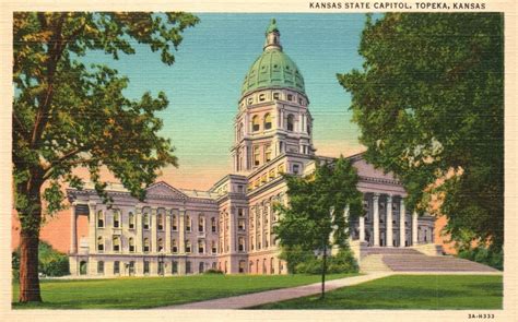 Vintage Postcard 1930's Kansas State Capital Topeka Kansas KS C.T. Art Colortone | United States ...