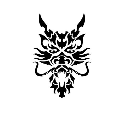 Tribal Dragon Head Logo. Tattoo Design. Animal Stencil Vector ...