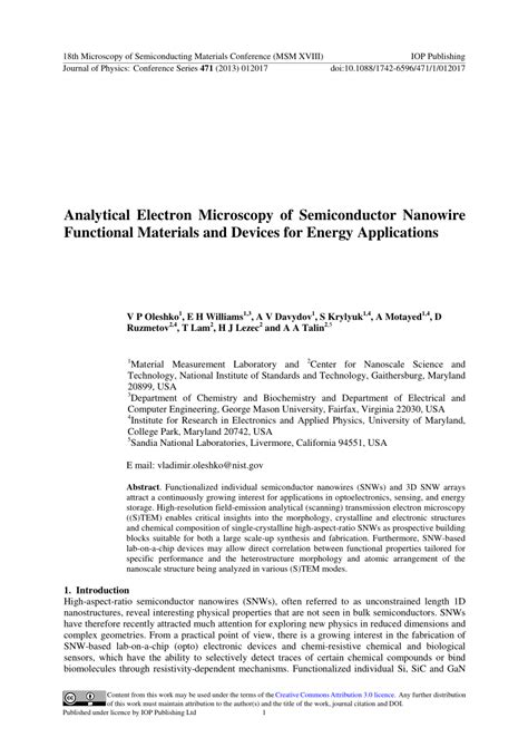 (PDF) Analytical Electron Microscopy of Semiconductor Nanowire Functional Materials and Devices ...