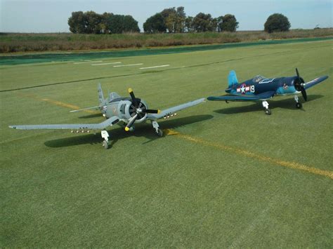 F4U Corsair RC Models in Navy and Quantico Marine Paint Schemes