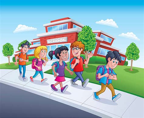 Royalty Free Kids Walking To School Clip Art, Vector Images & Illustrations - iStock