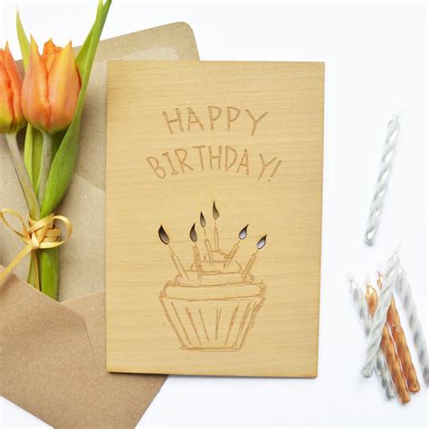 personalised wooden card, wood birthday card, wooden birthday card ...