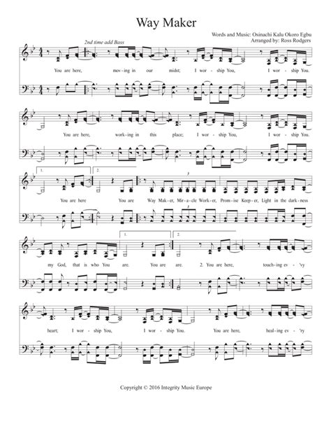 Way Maker (arr. Ross Rodgers) by Sinach Sheet Music for SATB Choir at Sheet Music Direct