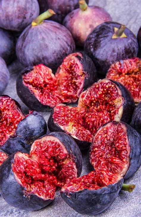 Pieces of Figs Close Up. Beautiful Purple Figs Stock Photo - Image of ...