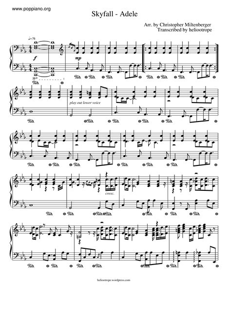 Skyfall | Sheet Music | Piano Score Free PDF Download | HK Pop Piano ...