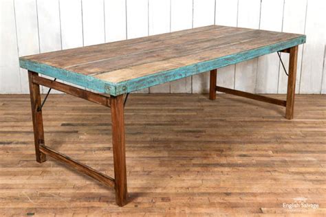 Sturdy folding table from reclaimed wood