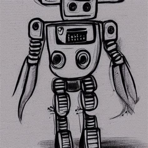 a draw of a robot drawing on an agenda | Stable Diffusion