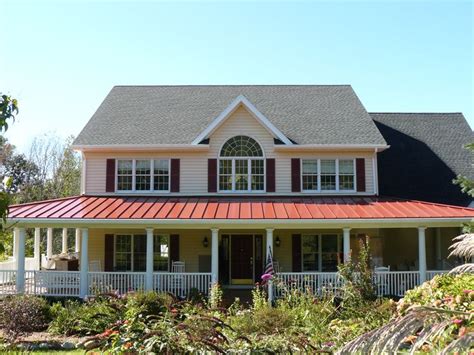 Red Metal Roofing on a wrap around porch | Metal Roofing Projects ...