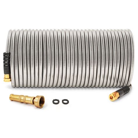 Cesun 100FT 304 Stainless Steel Metal Garden Hose - Heavy Duty Water Hose for RV, Outdoor, Yard ...