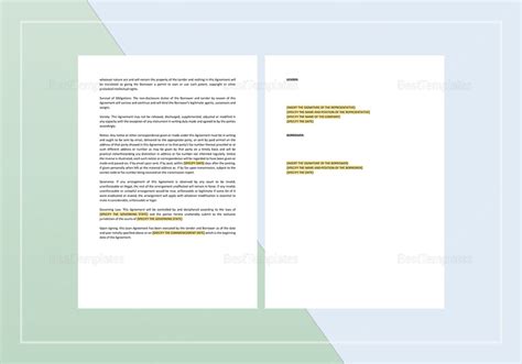 Loan Agreement Template in Word, Apple Pages