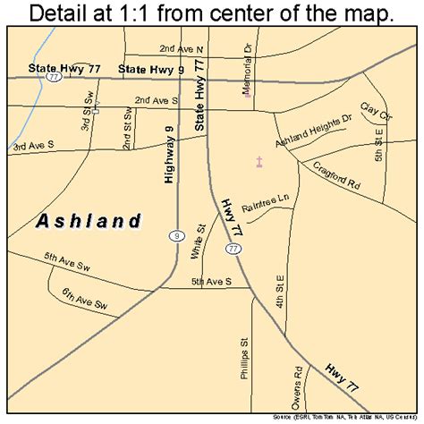 Ashland Alabama Street Map 0102860