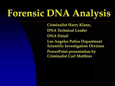 PPT - Forensic DNA Analysis PowerPoint Presentation, free download - ID:4785191