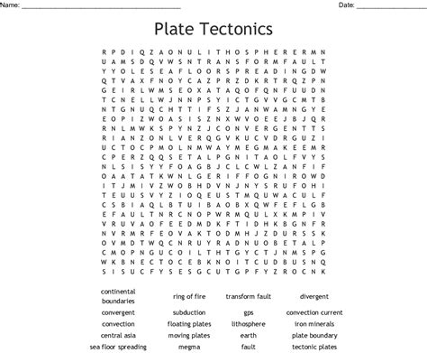 Plate Tectonics Puzzle Worksheet Answers | Printable | Word Search Printable