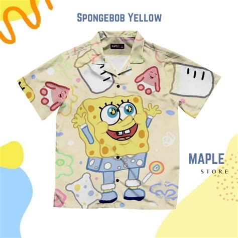 Jual Maple Store - Kemeja anak printing - Spongebob Yellow | Shopee ...