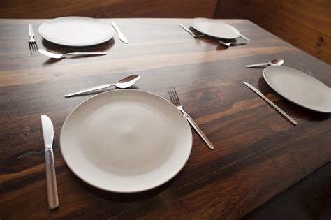 Free Stock Photo 8842 Wooden dining table with four place settings ...