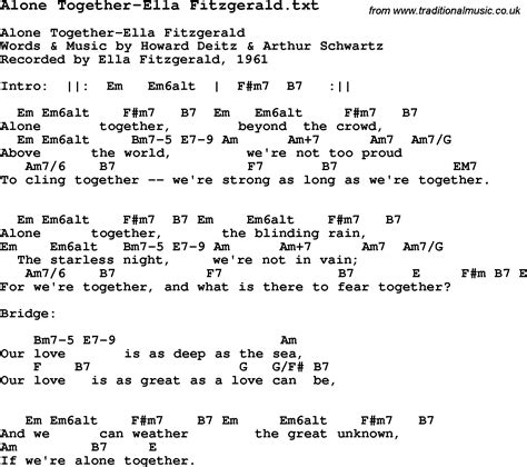 Jazz Song - Alone Together-Ella Fitzgerald with Chords, Tabs and Lyrics from top bands and artists