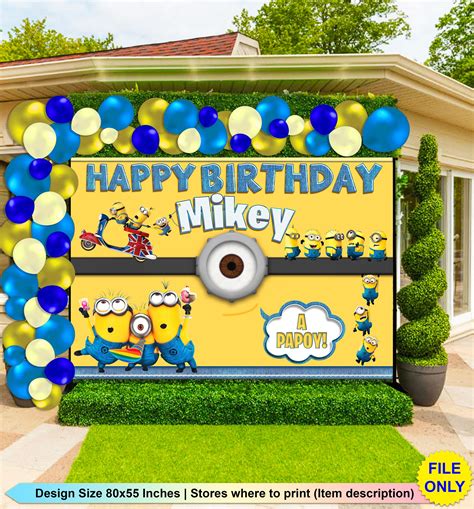 Personalized Minion Birthday Background Banner With Pic (4x5ft) | lupon ...