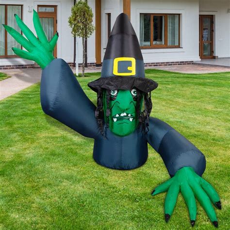 GOOSH 5.2-ft Lighted Witch Inflatable Yard Stake in the Outdoor Halloween Decorations ...