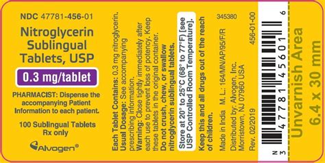 Nitroglycerin Sublingual Tablet - FDA prescribing information, side effects and uses