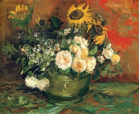 Still Life with Roses and Sunflowers, 1886 - Vincent van Gogh - WikiArt.org