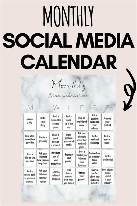 Monthly Social Media Calendar 🗓 | Social media calendar, Social media content strategy, Social ...