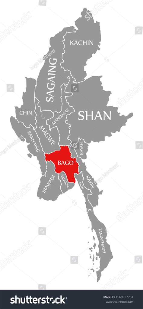 Bago Red Highlighted Map Myanmar Stock Illustration 1569932251 | Shutterstock