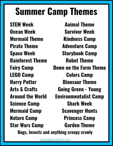 30+ Summer Camp Themes - The Best Summer Themes for Kids - Natural Beach Living | Summer camp ...