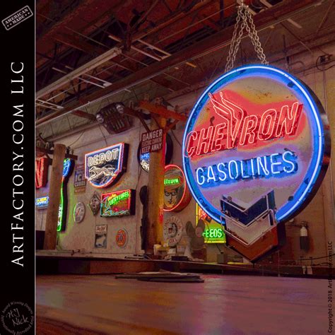 Chevron Gasolines Neon Sign: Rare Original Vintage Petroliana