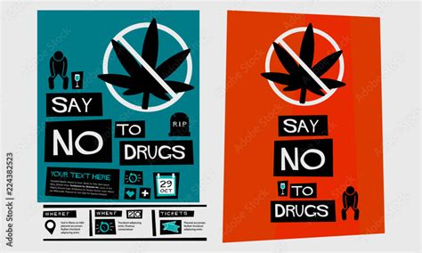 Say No To Drugs Marijuana Poster Design Stock Vector | Adobe Stock