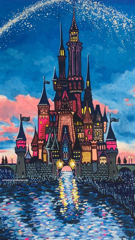 Disney Castle Painting Print in 2020 | Castle painting, Disney castle, Watercolor disney